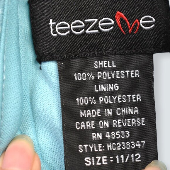 Teeze Me Dress 11/12 Womens Halter Sleeveless Ruffle Layer Floral Print Blue - Picture 7 of 11